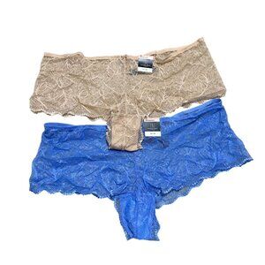 INC Intl Concept Plus Size 2X‎ Lace Boyshort Panties (2) Pair Frappe Blue ~ NWT